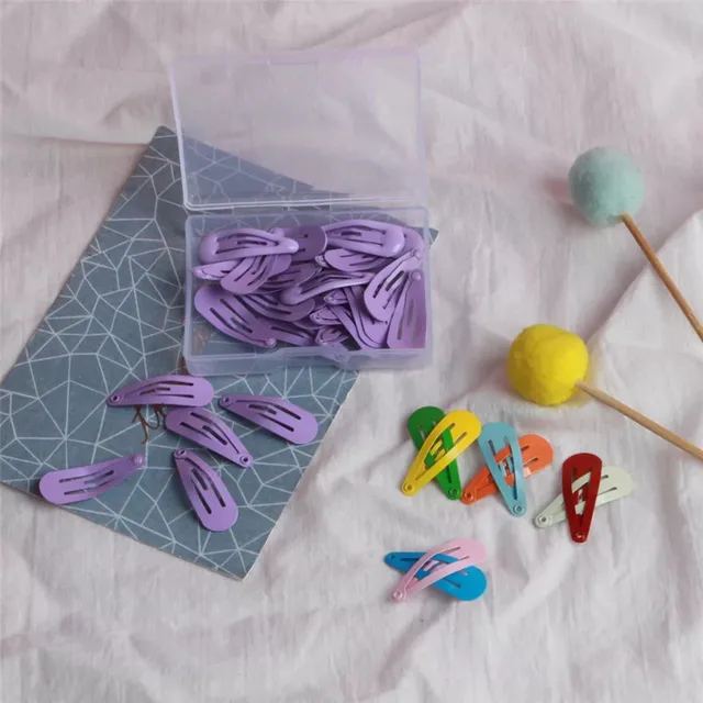 50Pcs/Box Korean 3cm Hair Clips Children Cute Hair Accessories Styling Candy Color Dripping Hairgrips Solid Barrettes Headdress Lavender
