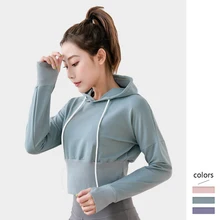 Women Hoodies Crop Top Sports Long Sleeve Solid Color Tops Casual Female Autumn Winter Pullover Sweatshirts Women Hoodies Crop Top Sports Long Sleeve Solid Color Tops Casual Female Autumn Winter Pullover Sweatshirts