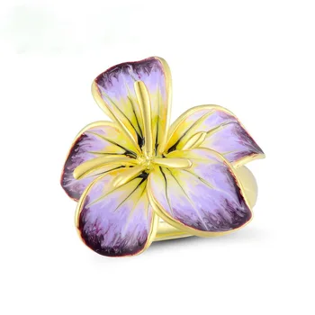 

Bohemia Big Flower Exaggerated Personality Wedding Rings for Women Luxury Yellow Gold Color Enamel Bloom Rings Boho Jewelry