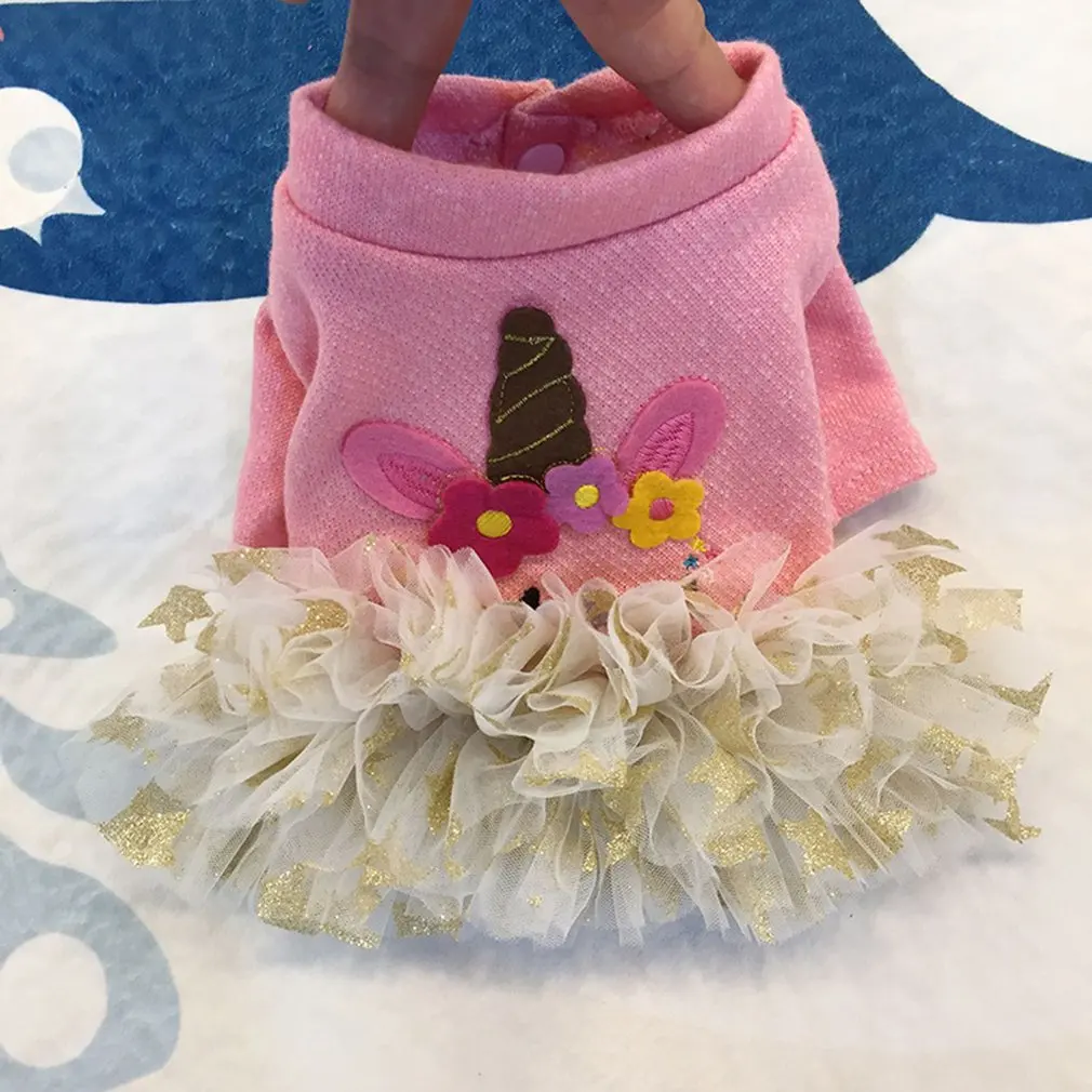 Unicorn star Pet Dog Clothing Autumn and Winter Dog Clothes Puppy Skirt Two Feet Clothes Thick 2