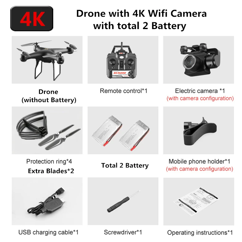 Радиоуправляемый Дрон с 4K WiFi FPV с электрической регулировкой камеры Квадрокоптер 25 минут Летающий время Квадрокоптер игрушка для ребенка Дрон VS SG901 - Цвет: Black 4K Camera 2B