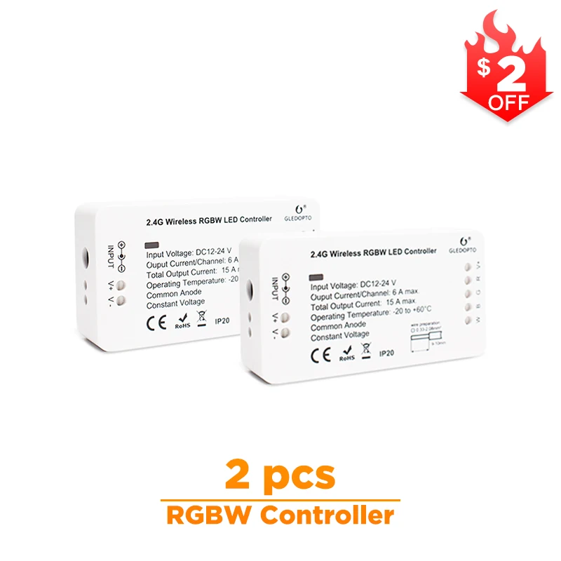 GLEDOPTO zigbee умный дом автоматизация Многофункциональный Цвет Изменение rgb контроллер система умного дома rgbw zigbee3.0 контроллер - Цвет: 2Pcs RGBW Controller