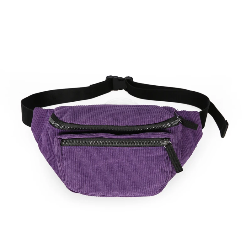 Женская Вельветовая поясная сумка, женская дизайнерская Брезентовая поясная сумка, модная коричневая сумка для денег, телефона, груди, банана, женский пояс, сумки для телефона - Цвет: Фиолетовый