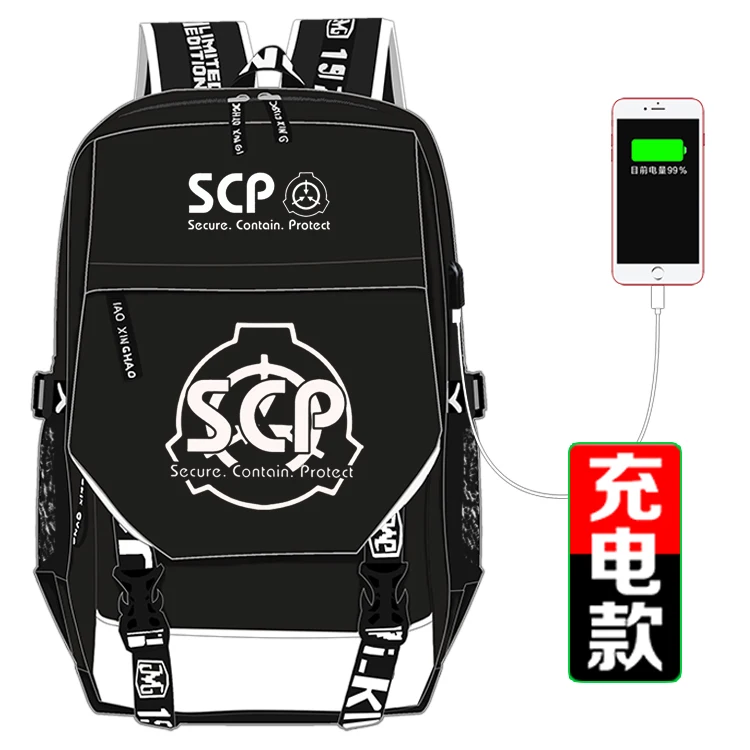 SCP специальные процедуры удержания основа Косплей рюкзак школьный usb зарядка сумки на плечо Карандаш Чехол для ноутбука путешествия подарок