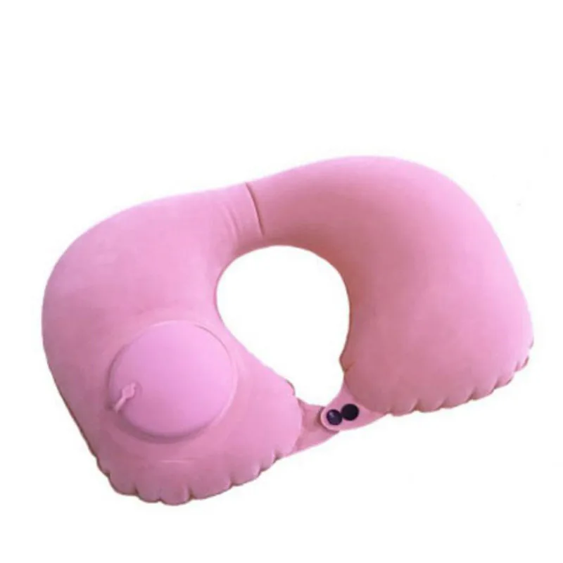 1PC Inflatable Neck PillowTravel U Shape Air Pillow Neckrest Head Rest Portable Head Rest Pillows In Flight Cushion - Цвет: pink