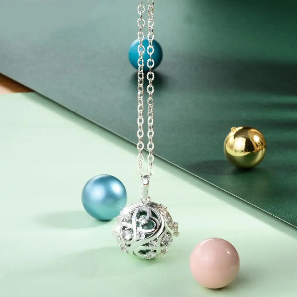 EUDORA 20mm Unique Crystal Cage Harmony Ball Musical Pendant Angel Caller Necklace with Infinite knot For Pregnancy Jewelry K363 3
