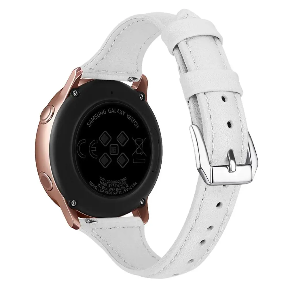 Кожаный ремешок для samsung Galaxy Watch 42 мм Active 2 44 мм 40 мм браслет ремешок 20 мм браслет ремешок для Huami Amazfit GTR 42 мм - Цвет: white