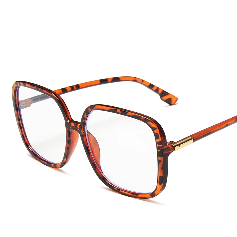 Женские очки-светильник синего цвета, большие квадратные оправы для очков, женские ретро большие прозрачные очки, модные оптические очки - Цвет оправы: Leopard