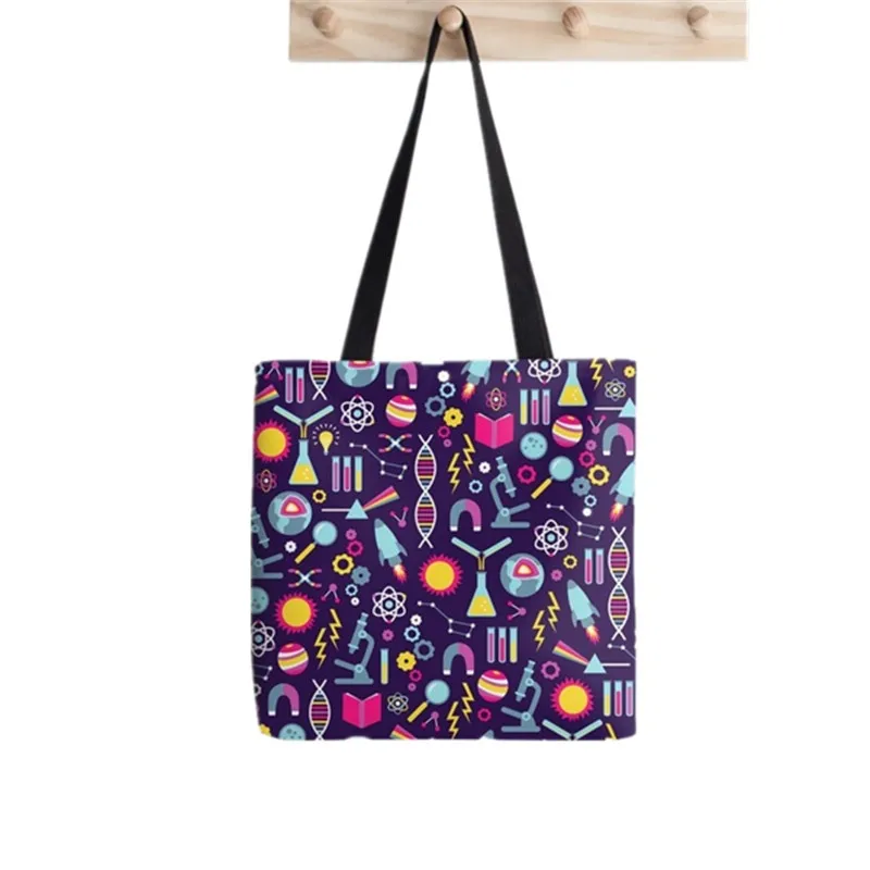 2021 Shopper Science Studies Printed Tote Bag women Harajuku shopper Funny handbag girl Shoulder shopping  Lady Canvas Bag