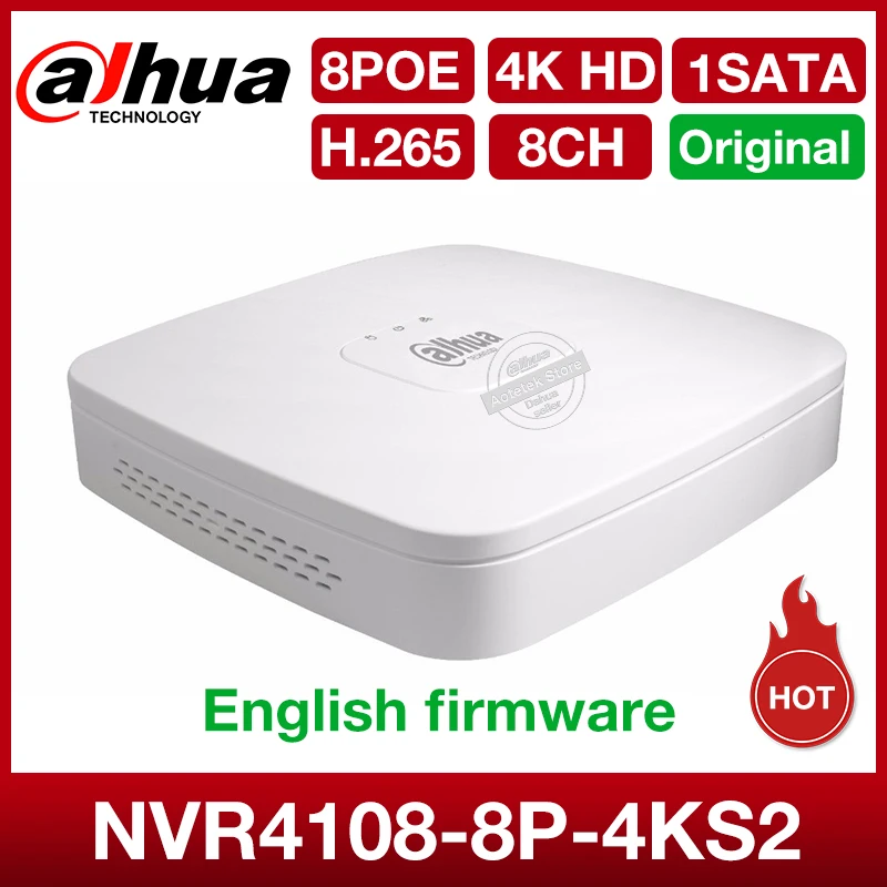 Dahua mini NVR NVR4108-8P-4kS2 8CH Onvif NVR 8MP Smart 1U 8PoE 4K&H.265 Lite Network Video Recorder Full HD 1080P Recorder 1SATA Dahua mini NVR NVR4108-8P-4kS2 8CH Onvif NVR 8MP Smart 1U 8PoE 4K&H.265 Lite Network Video Recorder Full HD 1080P Recorder 1SATA