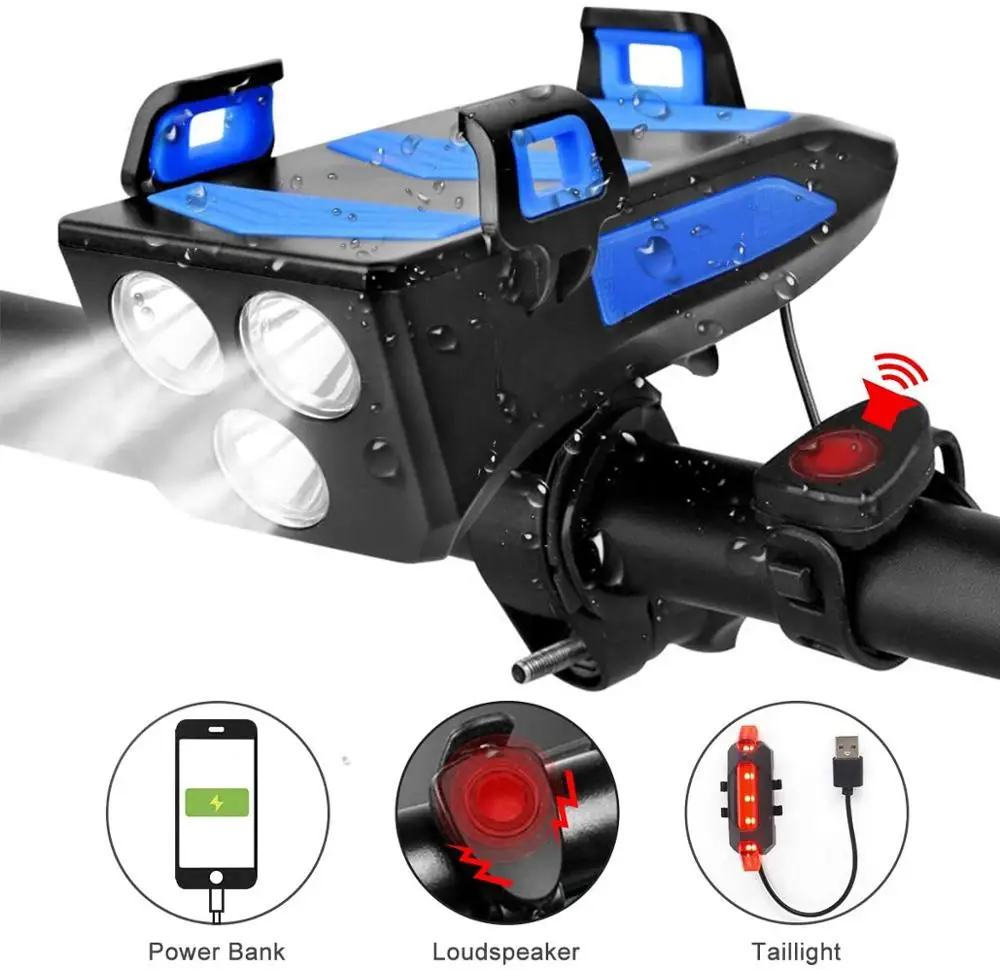 Ultra Bright Bike Light Set 4000 mAh Rechargeable Bicycle Light 6 Hours Endurance Equip Bicycle Front Headlight Back Taillight