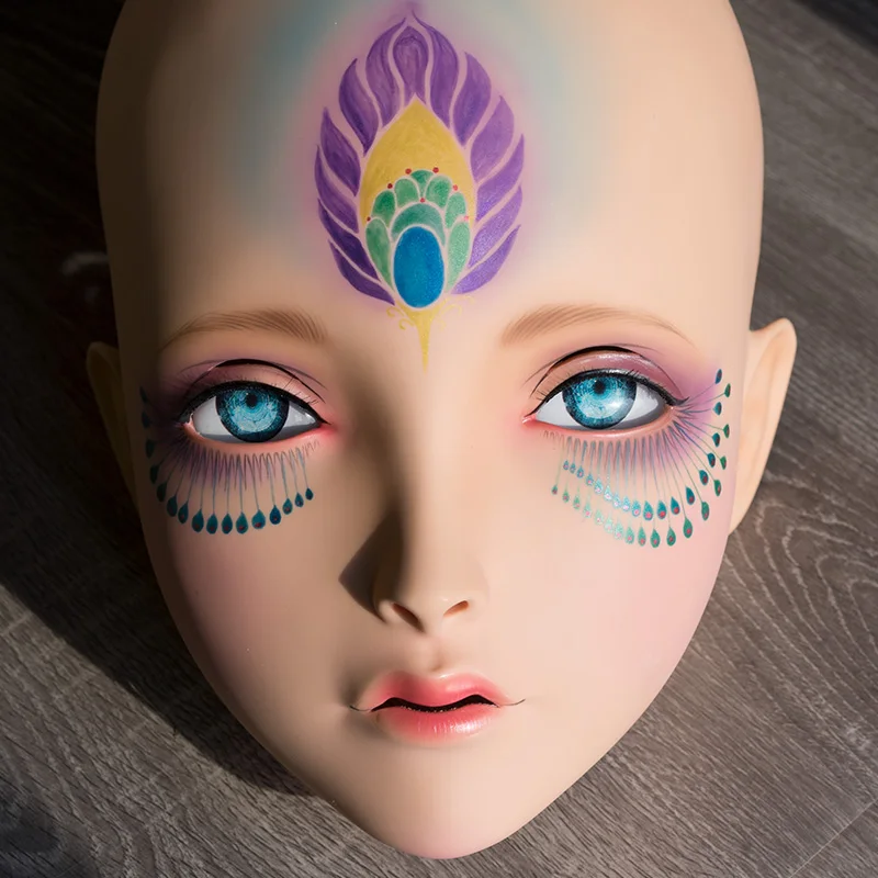 LiLi Mask-03) милая девушка Смола половина головы настроить Косплей Японская ролевая игра Аниме Силиконовые кигуруми маска Трансвестит кукла
