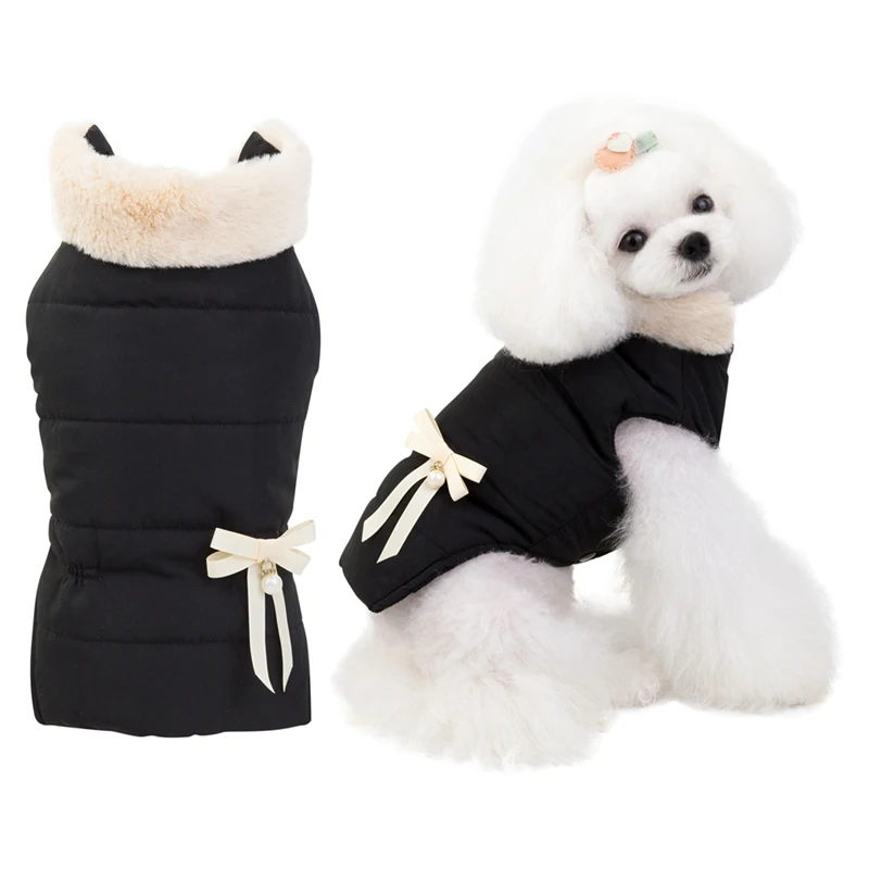 Зимняя одежда для собак, утолщенный флисовый воротник, пальто для собак для маленьких собак, теплое ветрозащитное хлопковое Стеганое пальто для питомцев, куртка для щенка