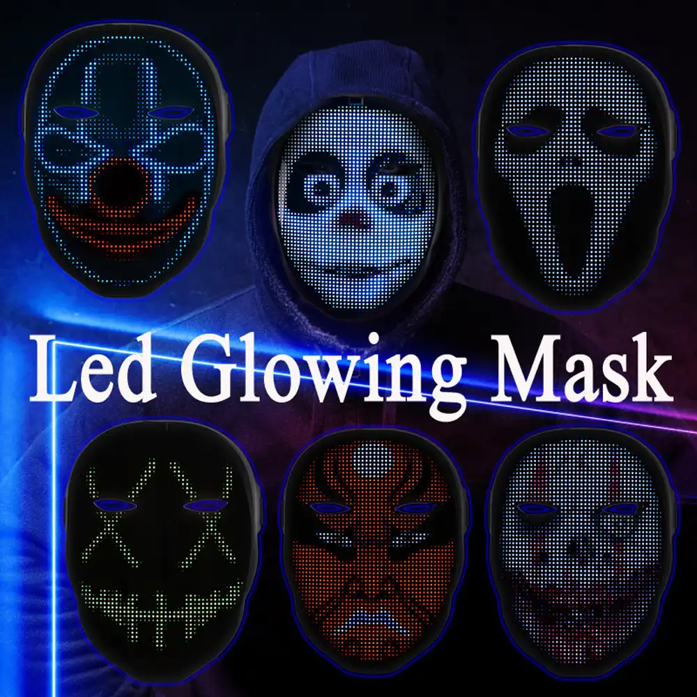 masque lumineux pour adultes masque le plus cool de 2021 megoo Masque Led avec Bluetooth programmable pour costume de cosplay party masquerade toy