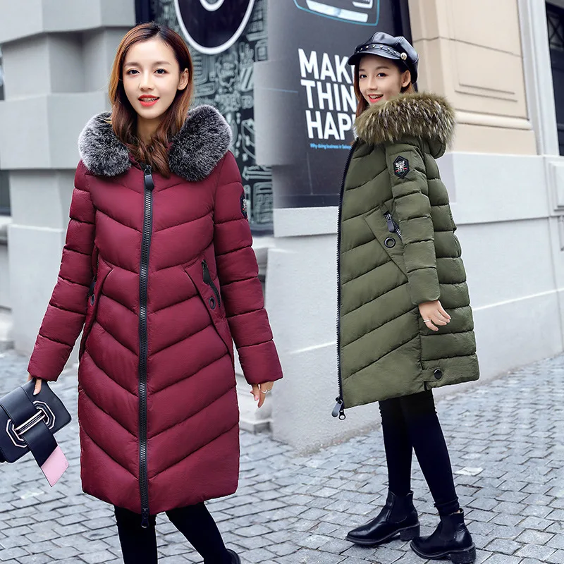 

2017 Winter New Style Slim Fit Cotton-padded Clothes Women's X-long Large Size Korean-style Thick WOMEN'S Coat Cotton Coat Women