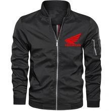 Honda Red Wing Printed Mens Bomber Jacket Casual Streetwear Mens Business Jacket Coat Simple British Style Man Clothing Coats