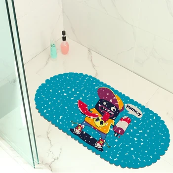 

Cartoon Bathroom Decor Oval Shower Pad Non-slip Sucker Bath Mats Eco-friendly Bathroom Carpet Colorful PVC Shower Rug