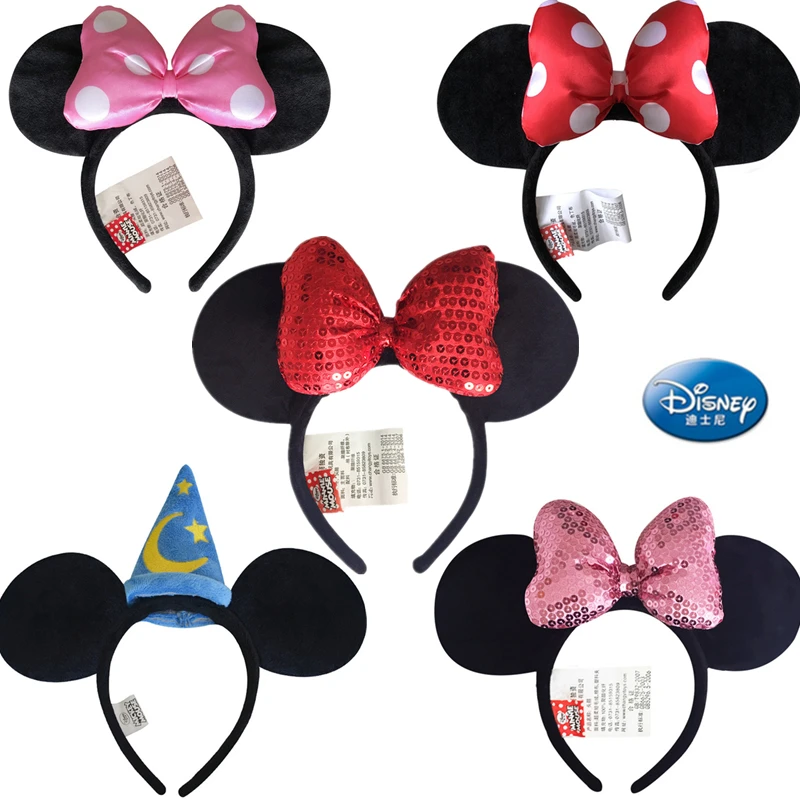 

Disney toys Plush Mickey Mouse Minnie Mickey Disneyland Edition Headdress Hair Bands Princess Head Hoop Toys for children Gift