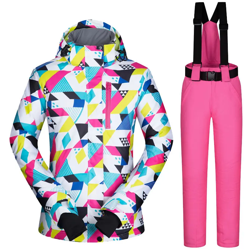A And Pink Женская лыжная куртка высокого качества, лыжный костюм, зимняя женская зимняя куртка и штаны, водонепроницаемая теплая верхняя одежда для горного сноуборда - Цвет: A And Pink