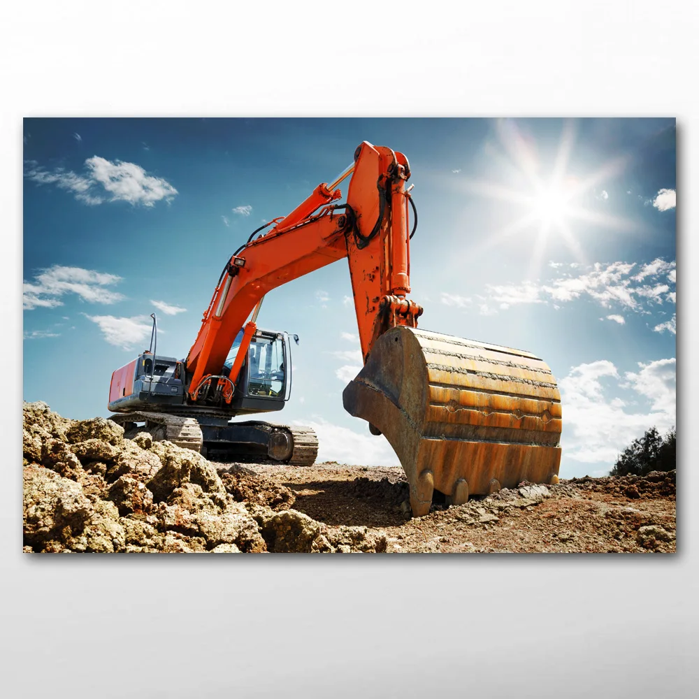

Canvas Cloth Posters and Prints Excavating machinery Vehicle Wallpaper Painting Wall Art for Living Room Decor