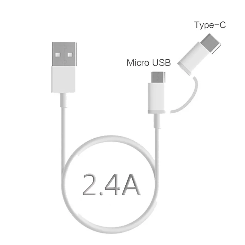 CarXaa 100 см 2 в 1 Белый Micro usb кабель type-c для передачи данных QC 3,0 A Быстрая зарядка USB кабель для huawei Xiaomi OPPO