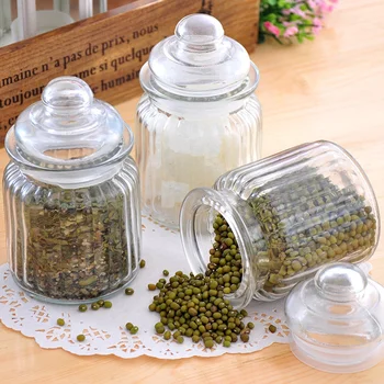 

300ml Transparent Glass Jars Storage Tea Coffee Spice Candy Container