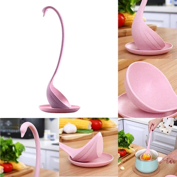 

Kitchen Swan Soup Spoon Standing Long Handler Porridge Spoon With Tray Kitchen Cooking Tools Tableware Cooking Accessories