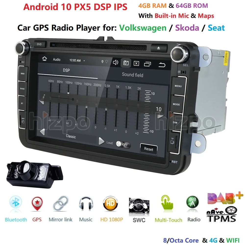 4G + 64G Android 9 0 8/Восьмиядерный 2DIN автомобильный DVD плеер для сиденья Altea Леон