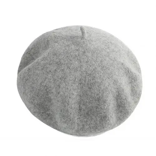 Light Gray Женская зимняя теплая однотонная шерстяная Регулируемая Шапка-берет, кепка художника во французском стиле, винтажный женский берет, Шапка-бини - Цвет: Light Gray