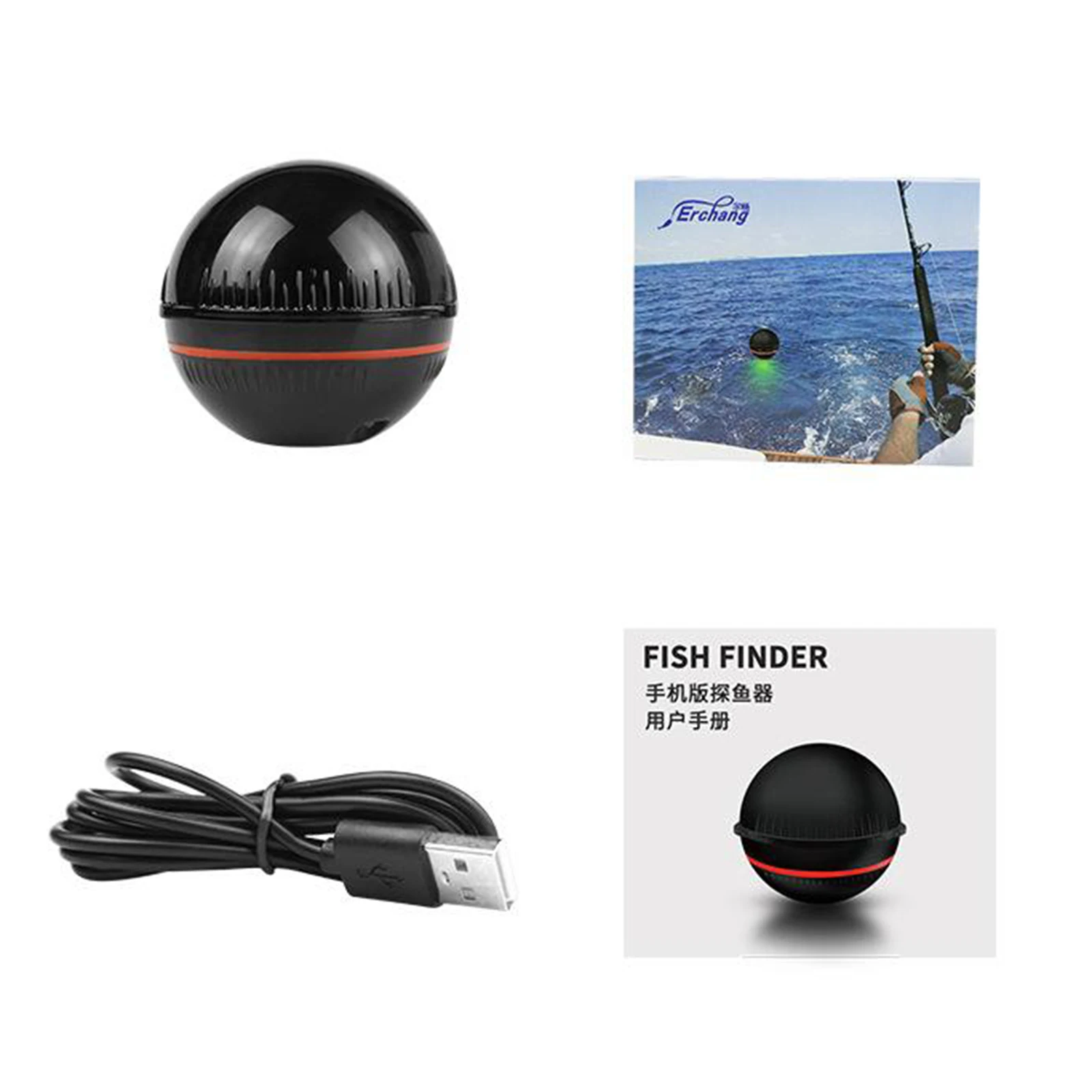 Wireless Sonar Fish Finder, Portable Smart Fish Finder, 48m Depth Underwater  Sounder Phone Bluetooth Visual Fishing Measure
