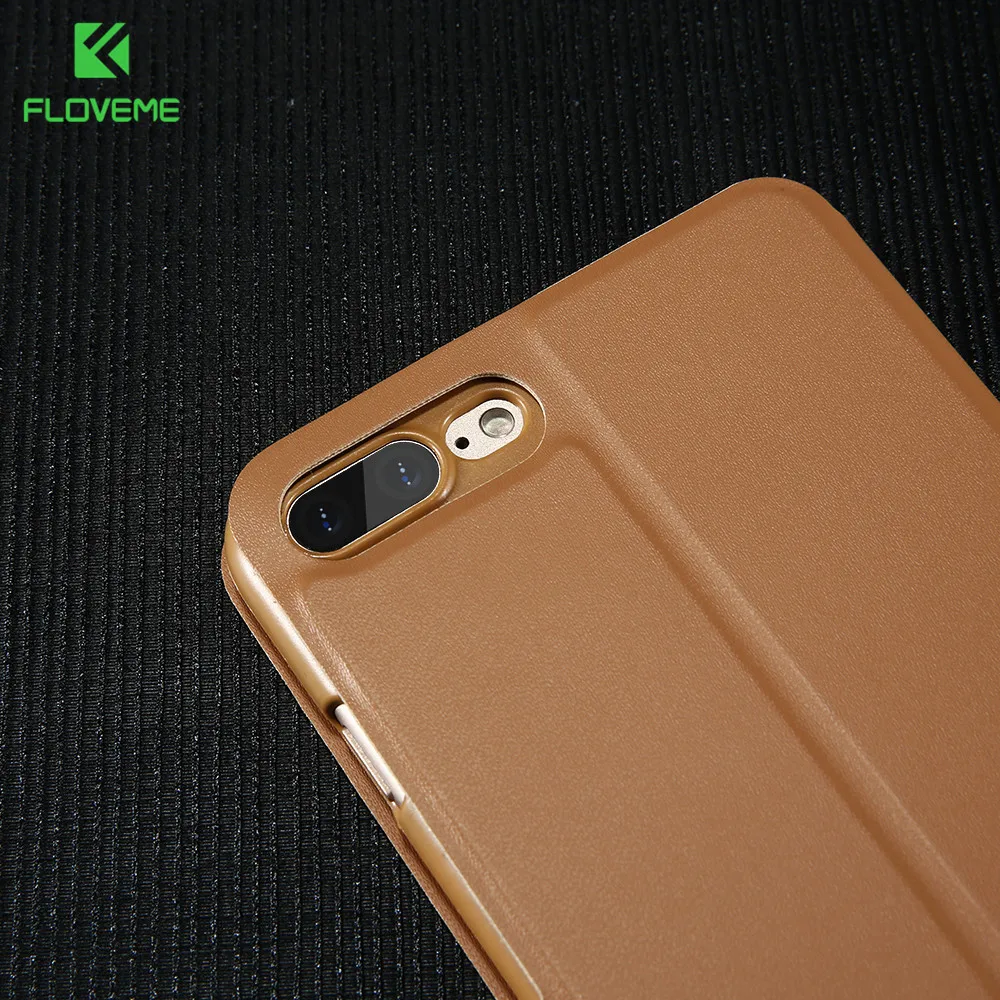 KISSCASE Open Window View Flip Case For iPhone 7 6 Plus Ultra Thin Leather Folio Cover 5