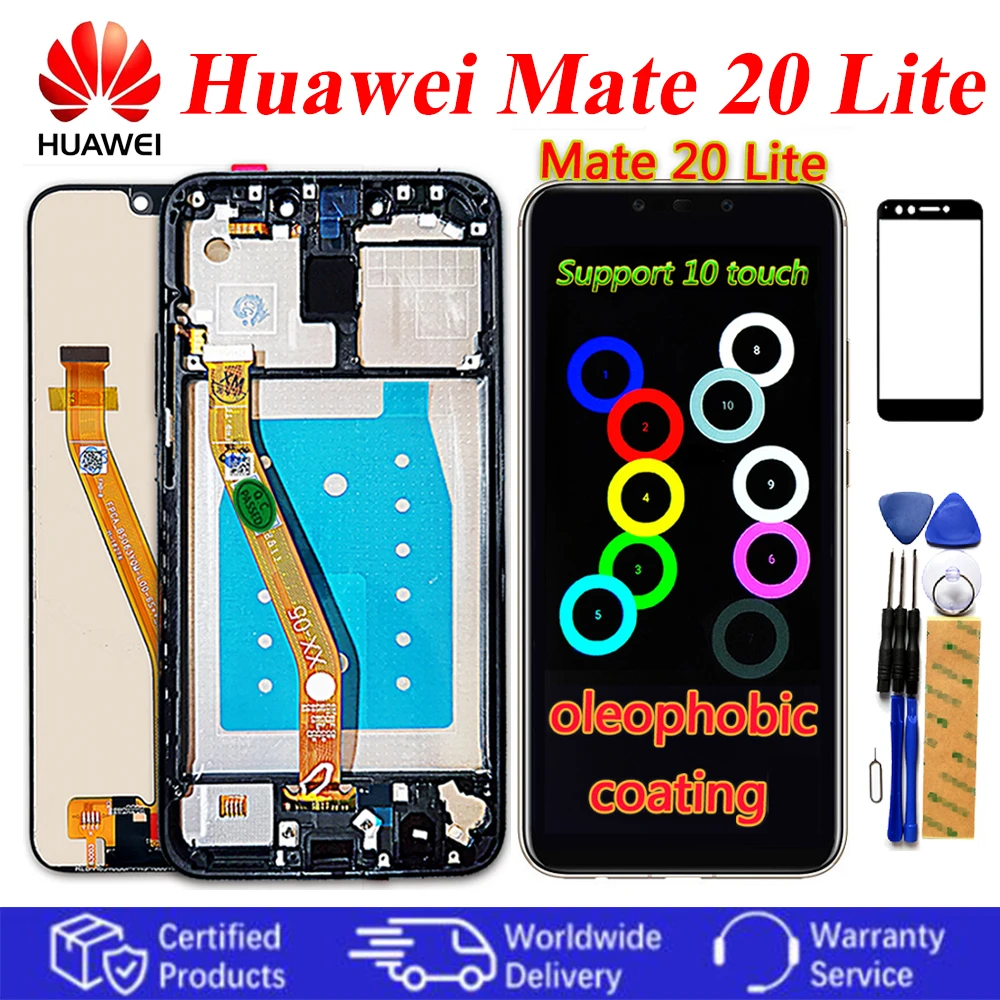 10-точечный сенсорный экран Huawei Mate 20 Lite ЖК-дисплей дигитайзер Рамка закаленная