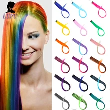 LUPU радужные заколки для волос для наращивания, Синтетические длинные прямые 1 заколка в одной штуке, искусственные шиньоны, термостойкие