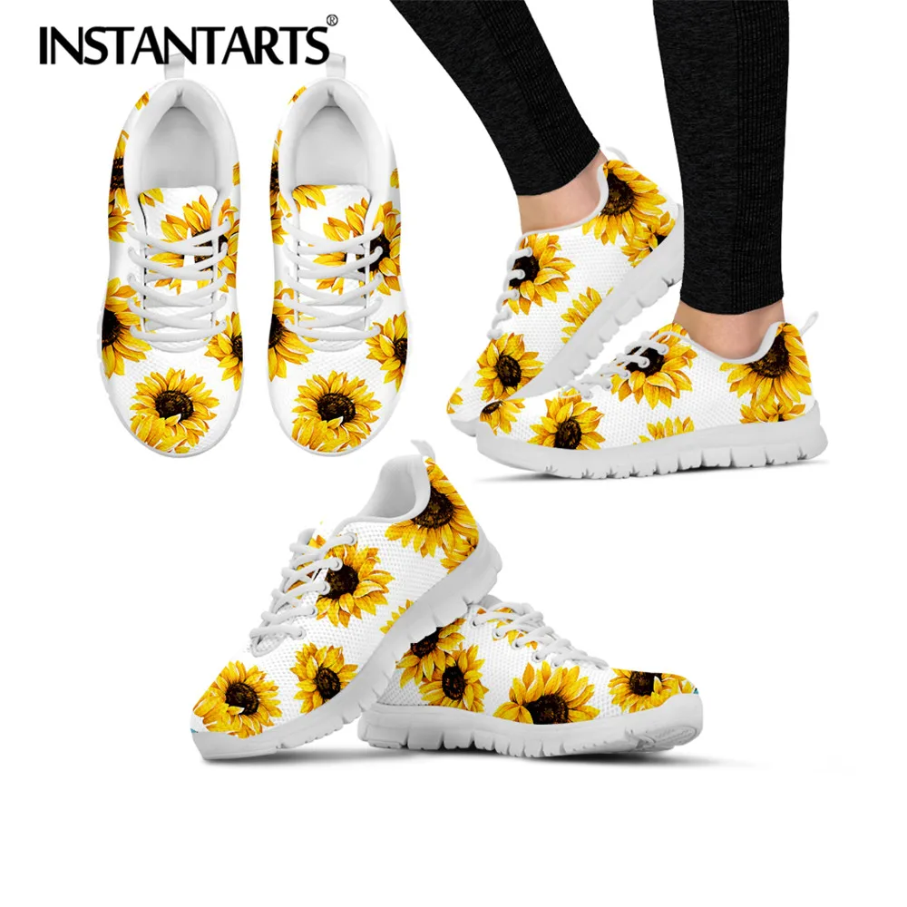Instantarts 2020 Casual Mesh Sneakers Vrouw Schoenen Zonnebloem Geel  Bloemenprint Adem Lace Up Flats Dames Schoenen Scarpe Donna|Platte  damesschoenen| - AliExpress