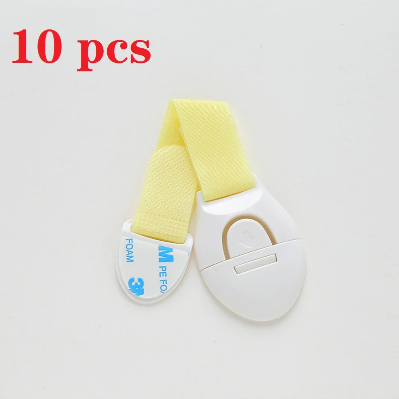 yellow safety lock 10 шт./партия предохранительный замок для детей преддошкольного возраста с защитой от защелки для рук, дверного шкафа, холодильника, шкафа, ящика, безопасные замки для новорожденных - Цвет: yellow safety lock