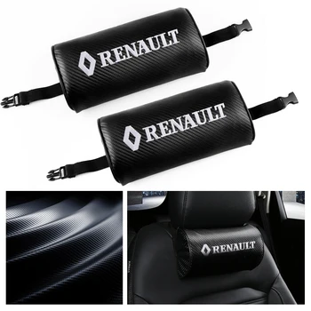

2Pc Car Pillow Carbon fiber Memory Cotton Seat Headrest Neck Rest Support For Renault Megane 2 3 Duster Logan Clio Laguna