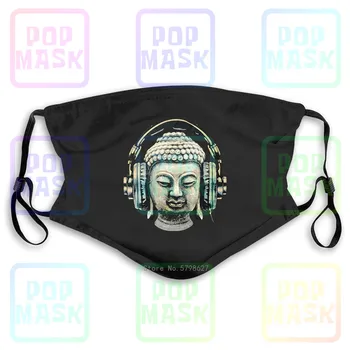 

Dj Buddha Headphones Music Club Trance Goa Techno Hip Hop Washable Reusable Mask with 2Pcs PM2.5 Filters 5 Layers