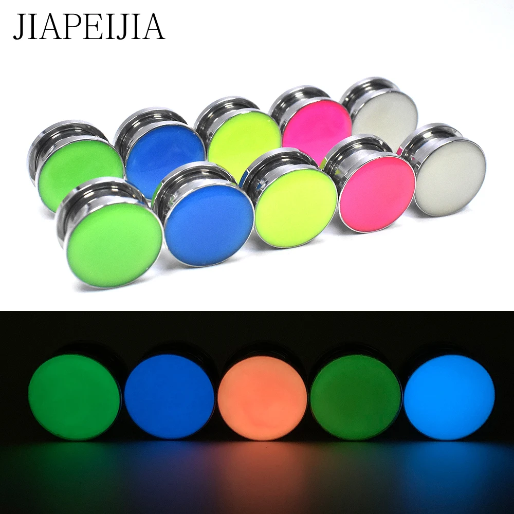 Туннели и заглушки для Пирсинга Ушей из нержавеющей стали люминесцентные
