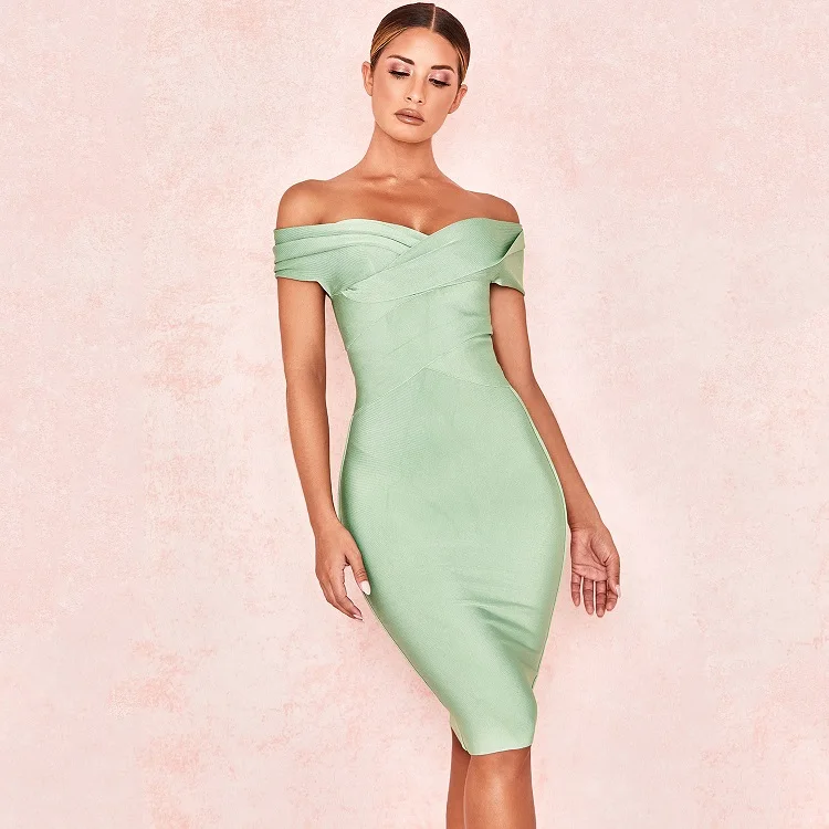 Бандажное платье Bodycon Мода Ночной клуб знаменитостей вечерние Платья Slash шеи Элегантное сексуальное платье для женщин