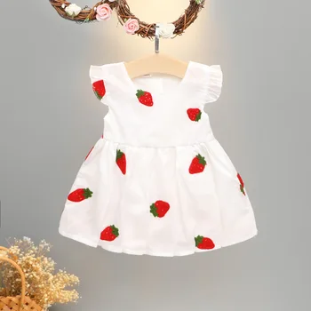 

Infant Clothing For Baby Girl Dress Summer Little Girls Strawberry Sleeveless Princess Dress Cotton Toddler Kids Casual Dresses
