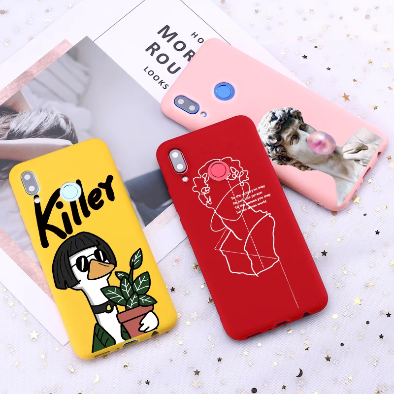 

Color Capa For TPU Huawei Honor Y9 2018 2019 20i 10i 8X 20 lite Y7 Prime Y6 Pro 10 Lite Play 7A Pro 7X 8E Soft Statue David Case