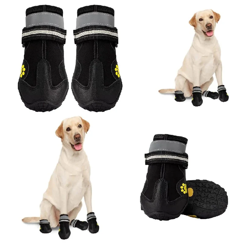 Large Dog Boots Waterproof Dog Shoes Dog Booties with Reflctive Anti