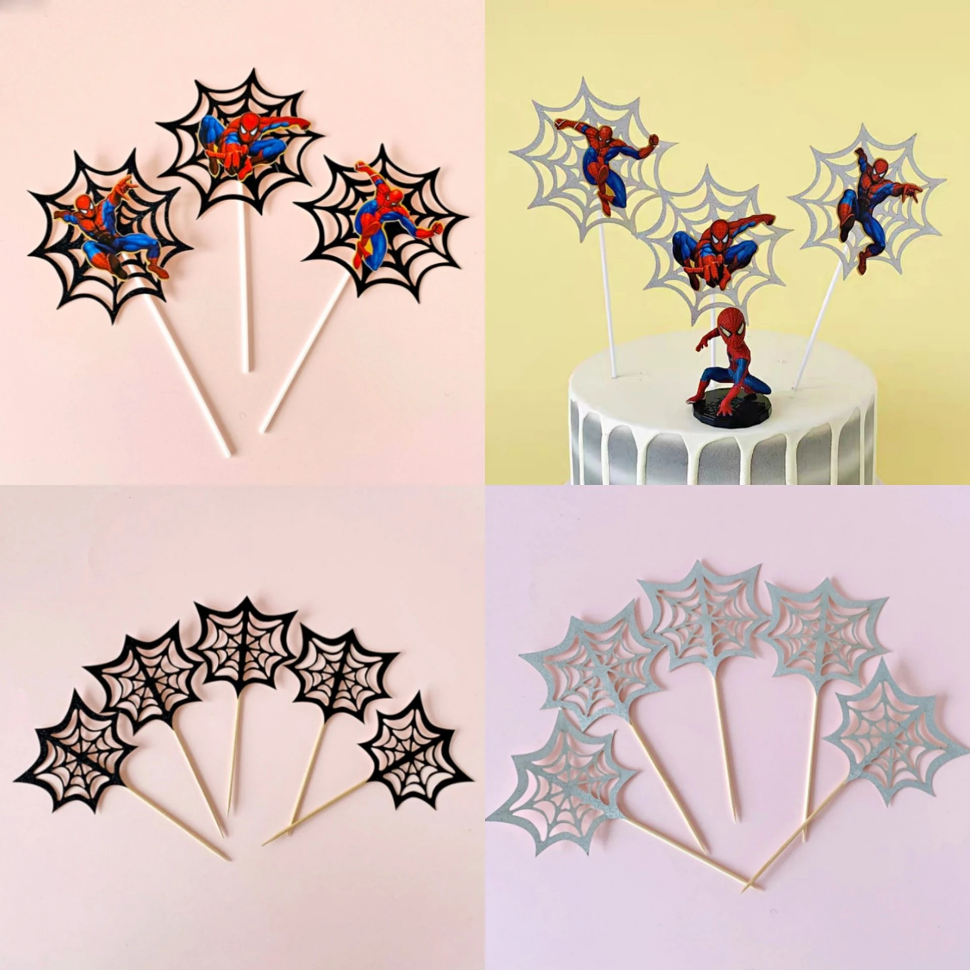 Spiderman Cake Dessert Inserted Card Prod With Picture Decoration Cupcake Picks for Kid Birthday Party | Дом и сад