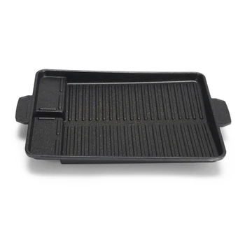 

Outdoor Barbecue Frying Pan Rectangle Non-Stick Grill Cookware BBQ Tray Korean Outdoor Smokeless Barbecue Plate