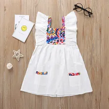 Платье для маленьких девочек, нарядное платье принцессы с оборками и геометрическим принтом для маленьких девочек, наряды, 1210