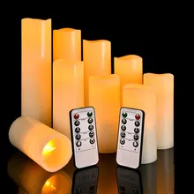 9 шт. дистанционное управление восковые без пламени светодиодные свечи, батарея электронные пеньковые свечи