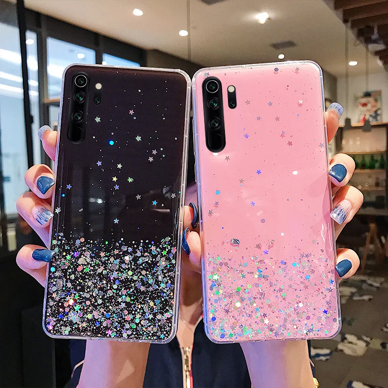 Мягкий силиконовый чехол сверкающий с блестками для Xiaomi mi CC9 E mi 9T mi 8 SE Lite mi 9 6 6X A2 A3 Red mi K20 Note 7 8 Pro прозрачный чехол