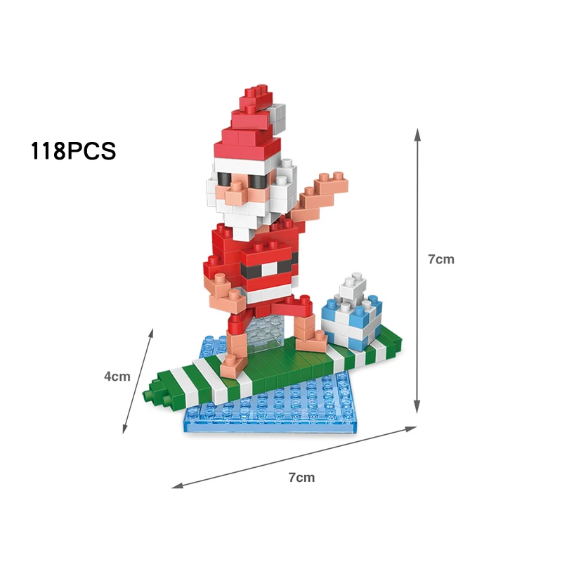 Забавный создатель, зимний Санта Клаус, снеговик, медведь, микро алмаз, строительные блоки, фигурки, нанокирпичи, Обучающие игрушки, рождественский подарок