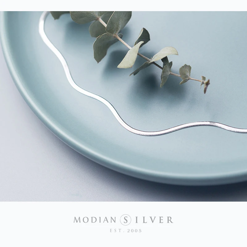 Цепочка Modian из серебра 925 пробы женская модное простое ожерелье со змеиным