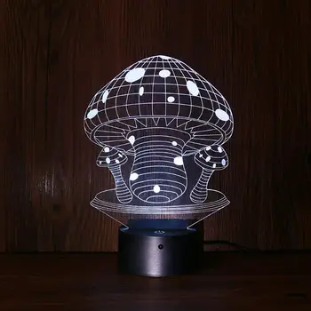 

Acrylic Transparent Lotus 3D LED Night Light 7-colors USB Power Rechargeable Touch Remote Visual Mushroom Shaped Lamps